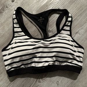 NWOT Athleta Padded Strappy Sports Bra Size Large White & Black Striped